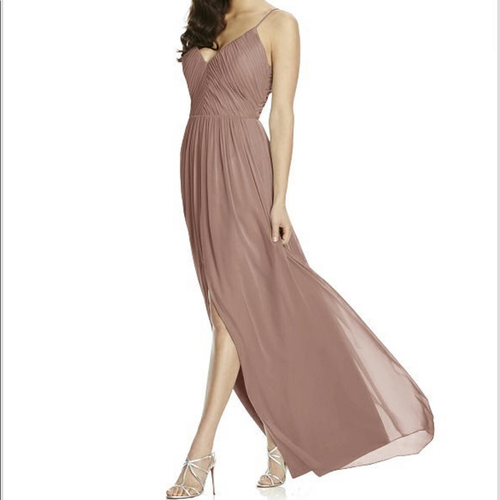 Dessy desert rose lux chiffon bridesmaid dress